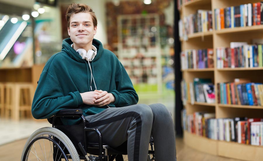 Disabled man with wheelchair