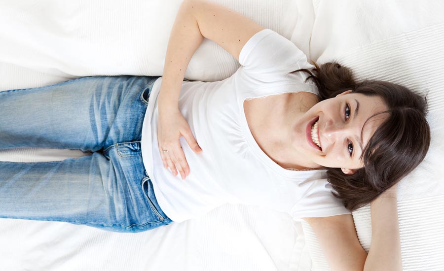 Happy woman Good stomach